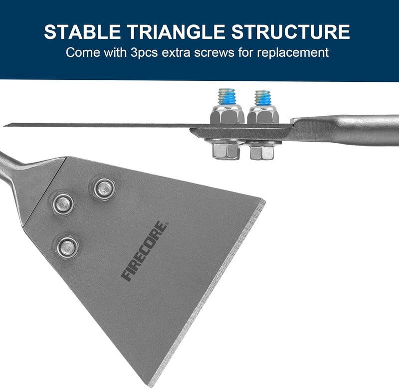 Firecore SDS Plus Floor Scraper with Spare Bolts and Locknuts, 5 Inch x 11 Inch Tile Removal Chisel Tool Long Handle Heavy Duty for Rotary Hammer Drill, Thinset Scraper Adhesives Remover FS22510 - Image 5
